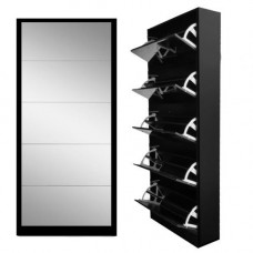 SHOE CABINET MIRROR BLACK