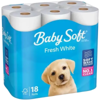 BABY SOFT 18'S T/P 2PLY WHITE